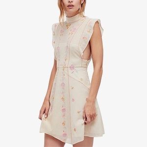 Riviera Embroidered Illusion Mini Dress in Ivory x Free People